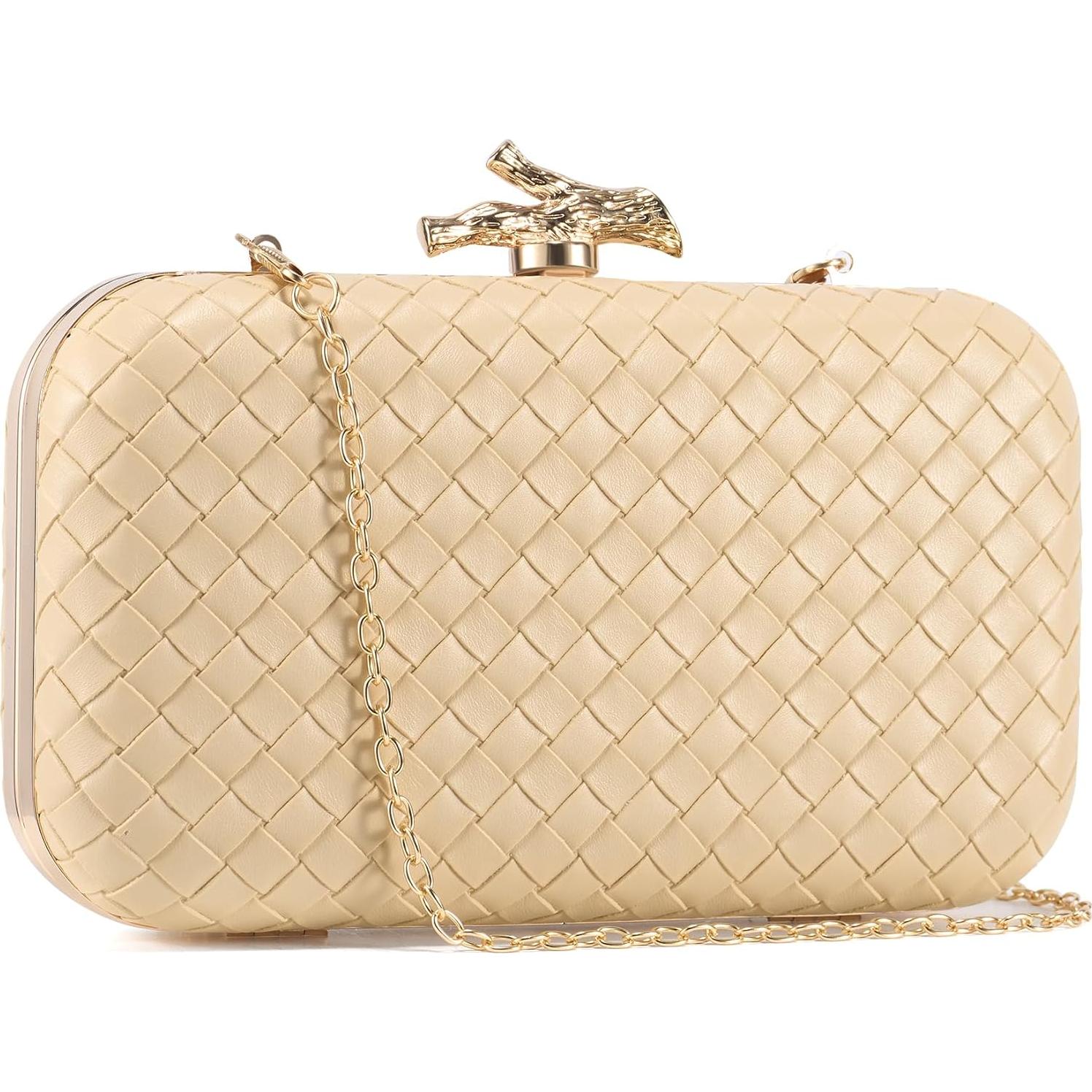 Bolso Clutch Tejido Crema para Mujeres - Elegante y Formal