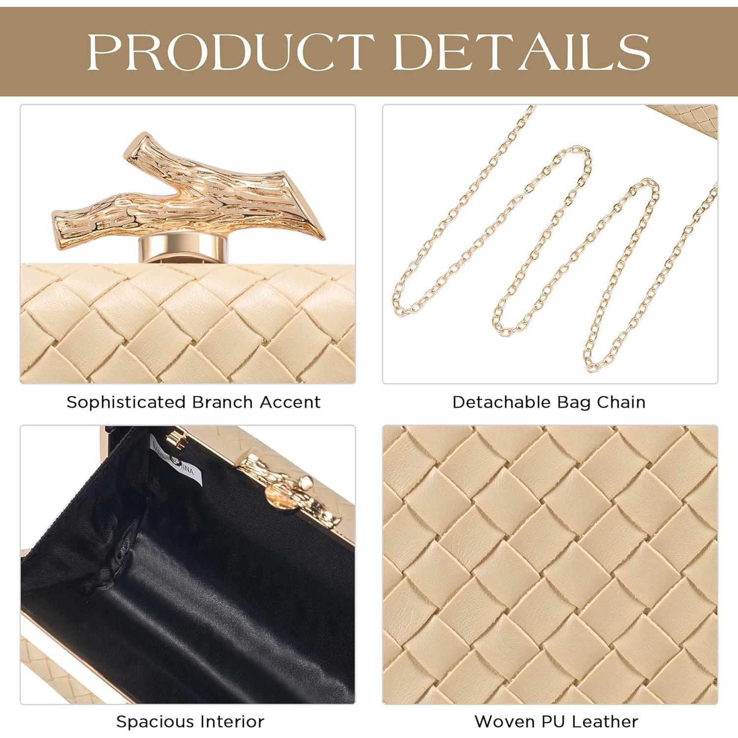 Bolso Clutch Tejido Crema para Mujeres - Elegante y Formal