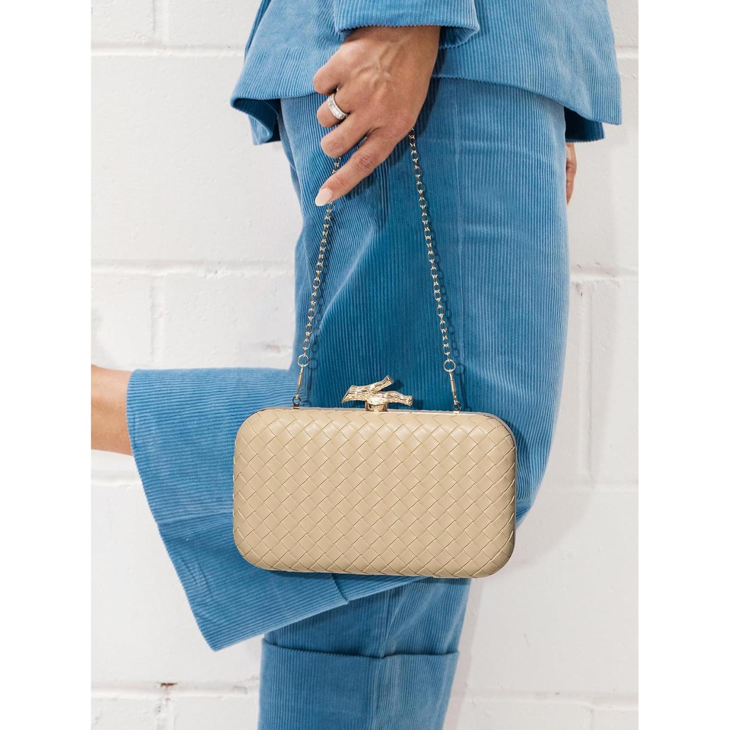 Bolso Clutch Tejido Crema para Mujeres - Elegante y Formal