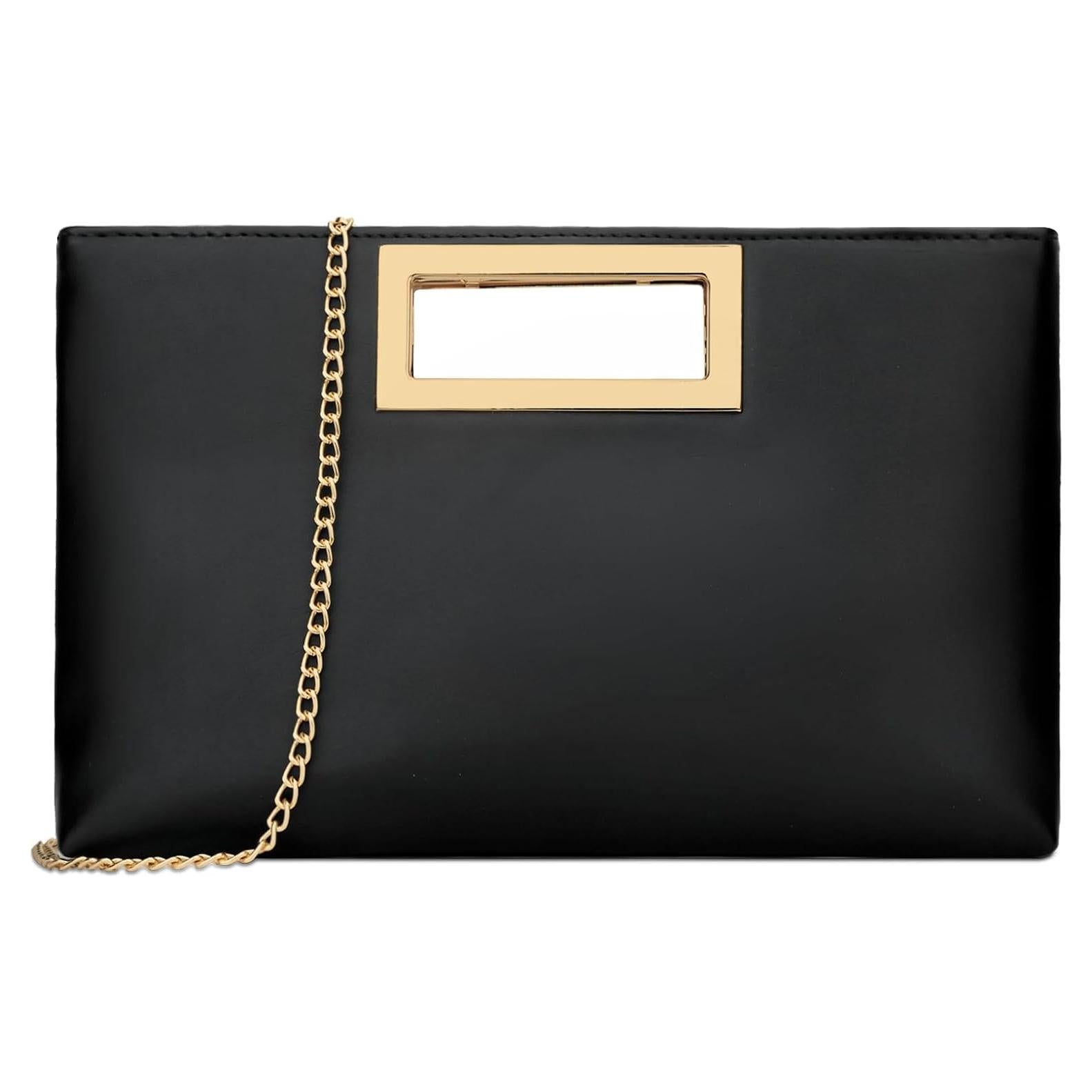 Bolso de Noche KKXIU de Cuero Vegano para Mujeres Negro