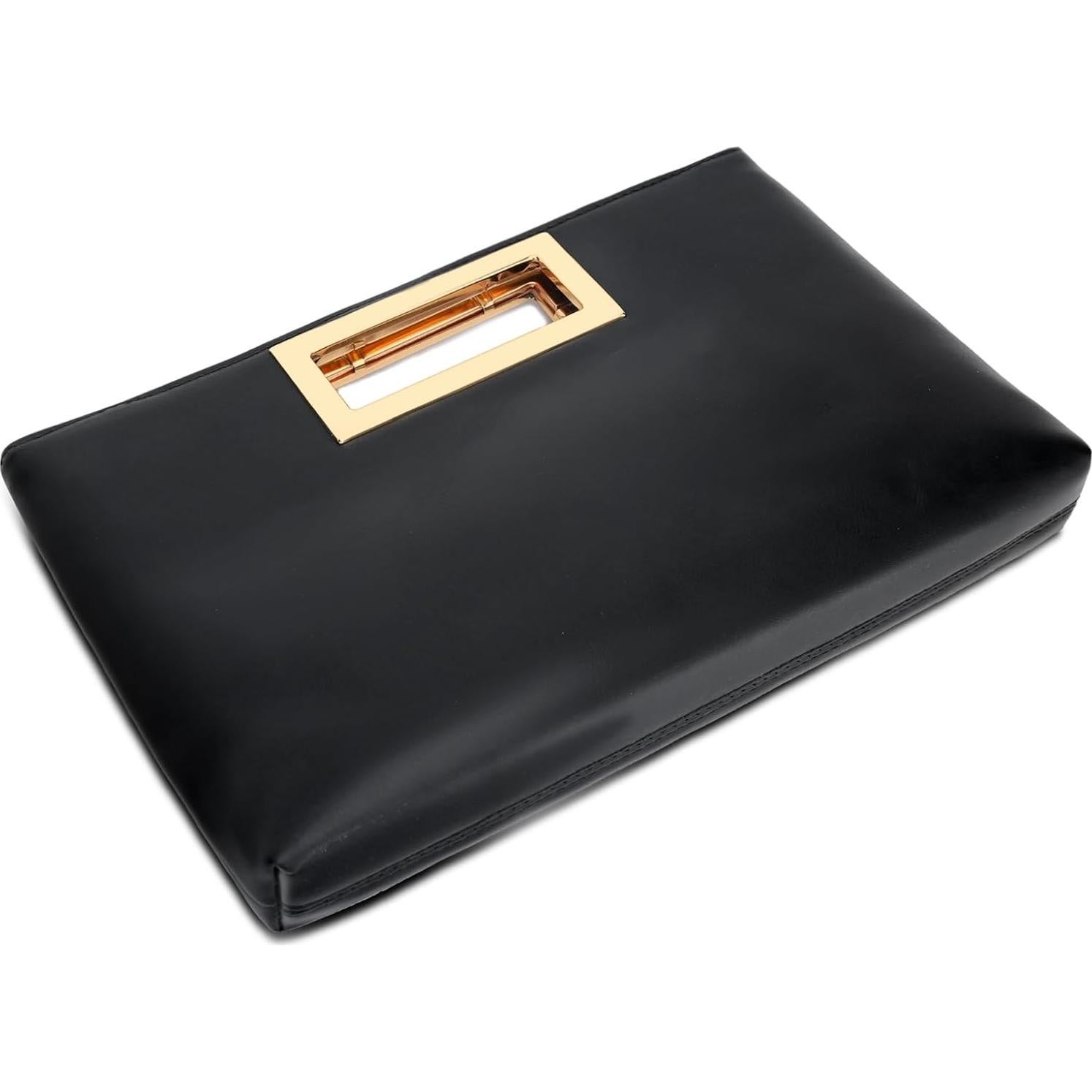 Bolso de Noche KKXIU de Cuero Vegano para Mujeres Negro