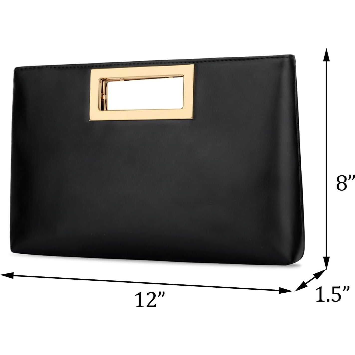 Bolso de Noche KKXIU de Cuero Vegano para Mujeres Negro