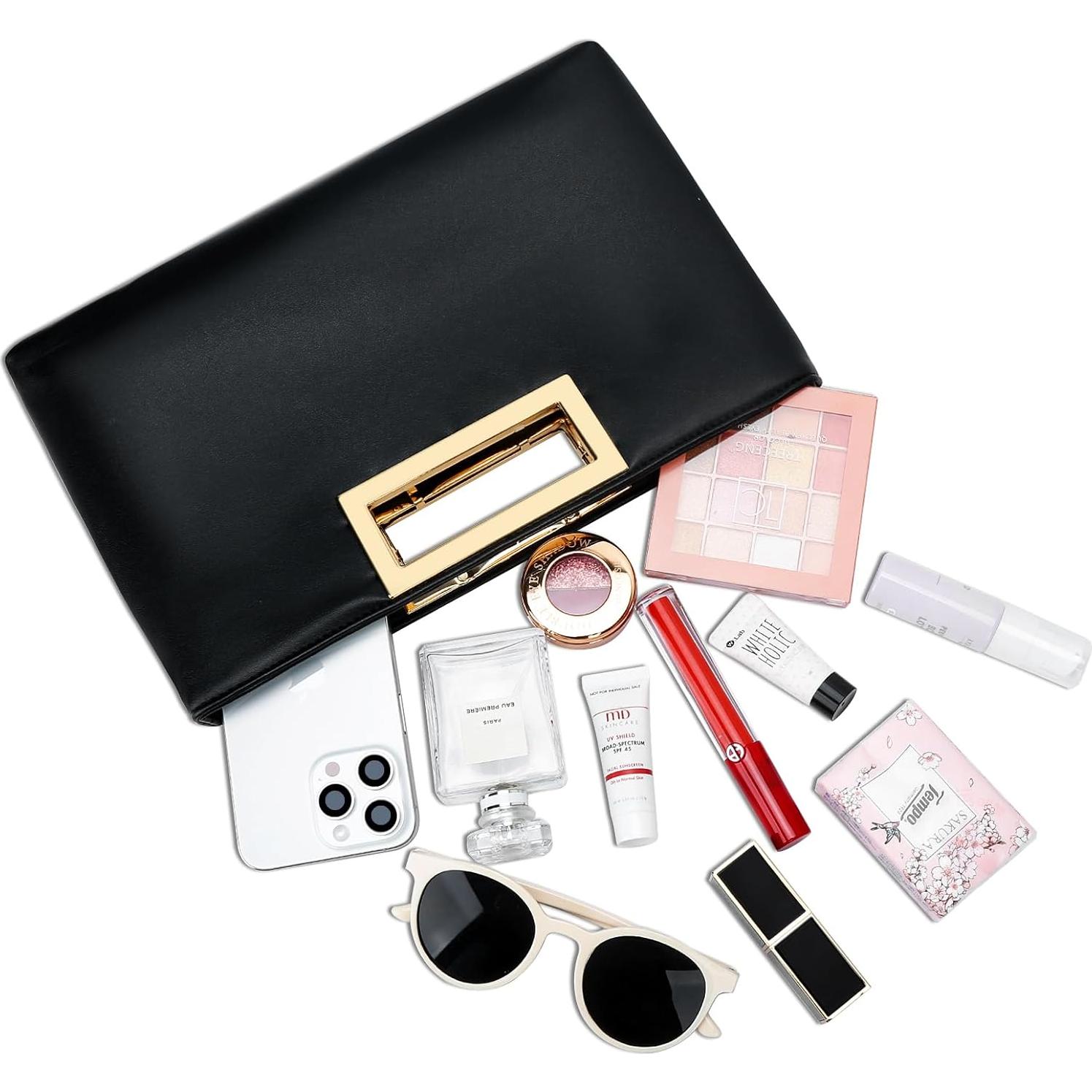 Bolso de Noche KKXIU de Cuero Vegano para Mujeres Negro