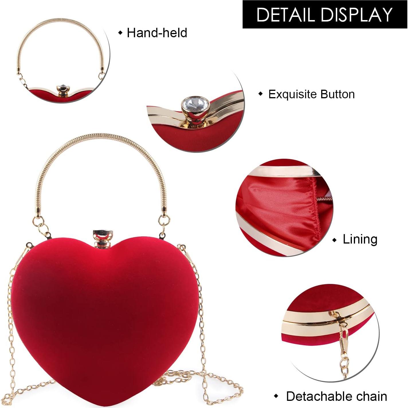 Bolso Clutch en Forma de Corazón LUI SUI Rojo para Mujeres