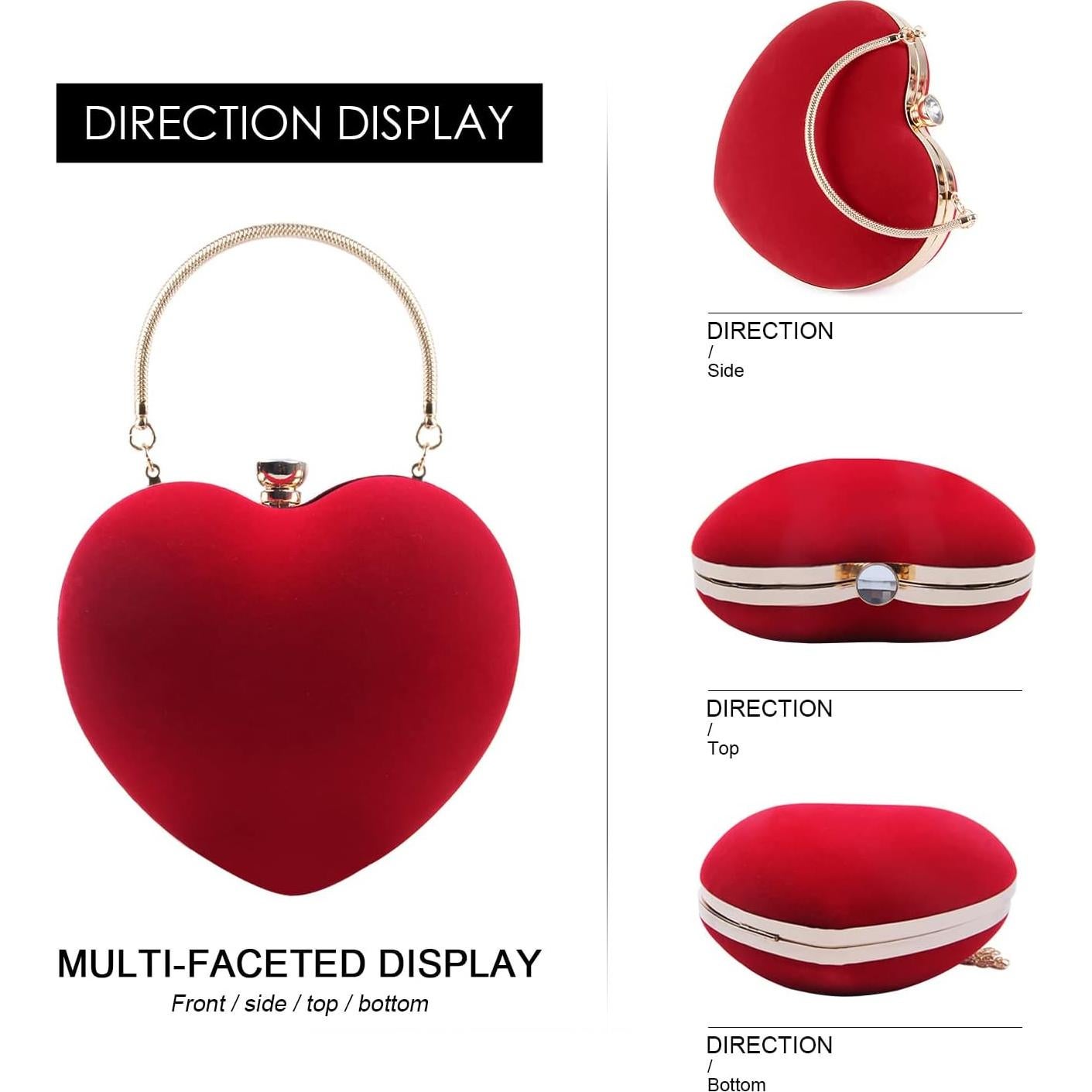 Bolso Clutch en Forma de Corazón LUI SUI Rojo para Mujeres