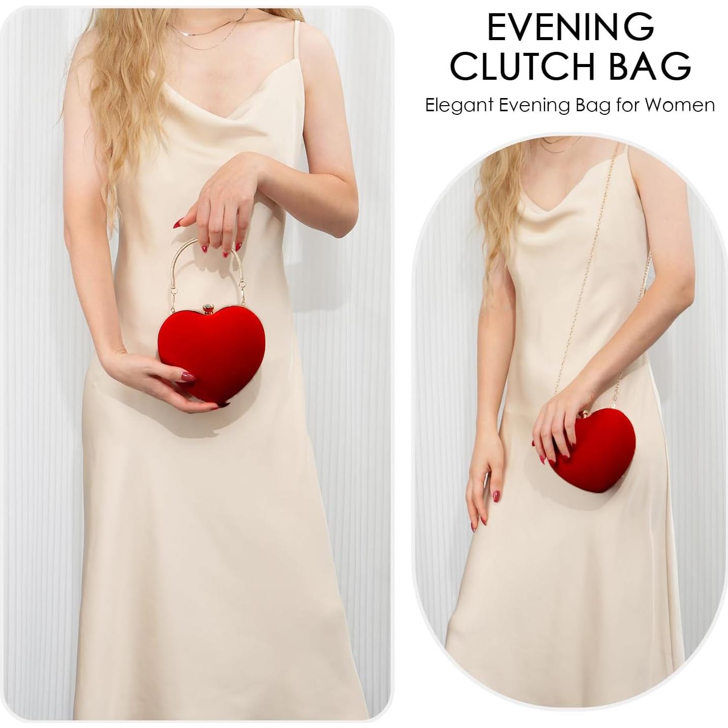 Bolso Clutch en Forma de Corazón LUI SUI Rojo para Mujeres