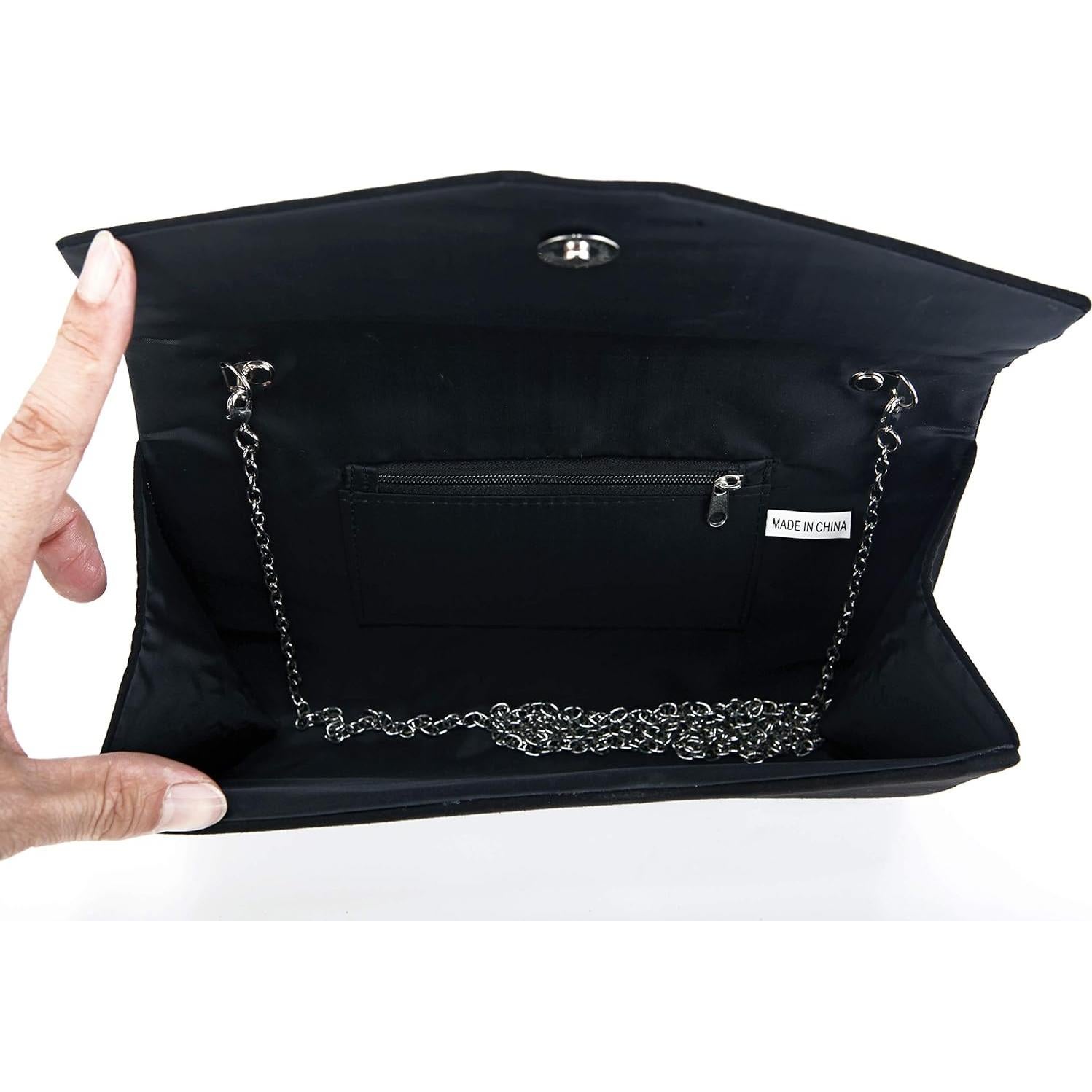 Clutch de Noche Nodykka de Terciopelo Negro 23.9x5.8cm
