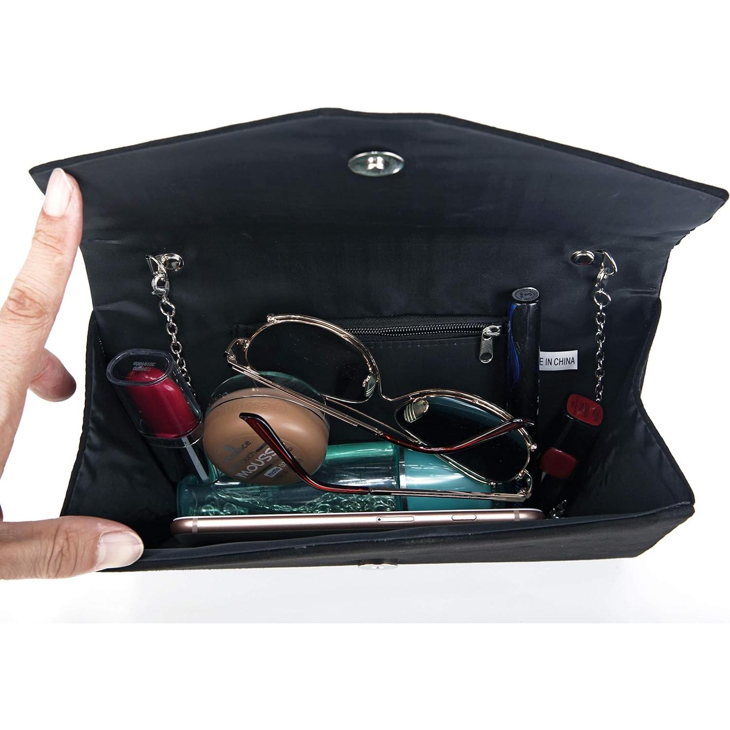 Clutch de Noche Nodykka de Terciopelo Negro 23.9x5.8cm