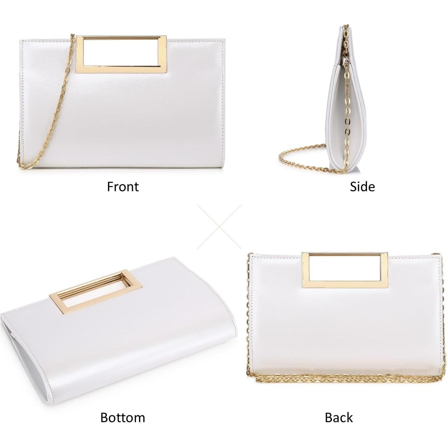 Bolso de Mano Elegante DETARA para Mujeres en Cuero PU Blanco