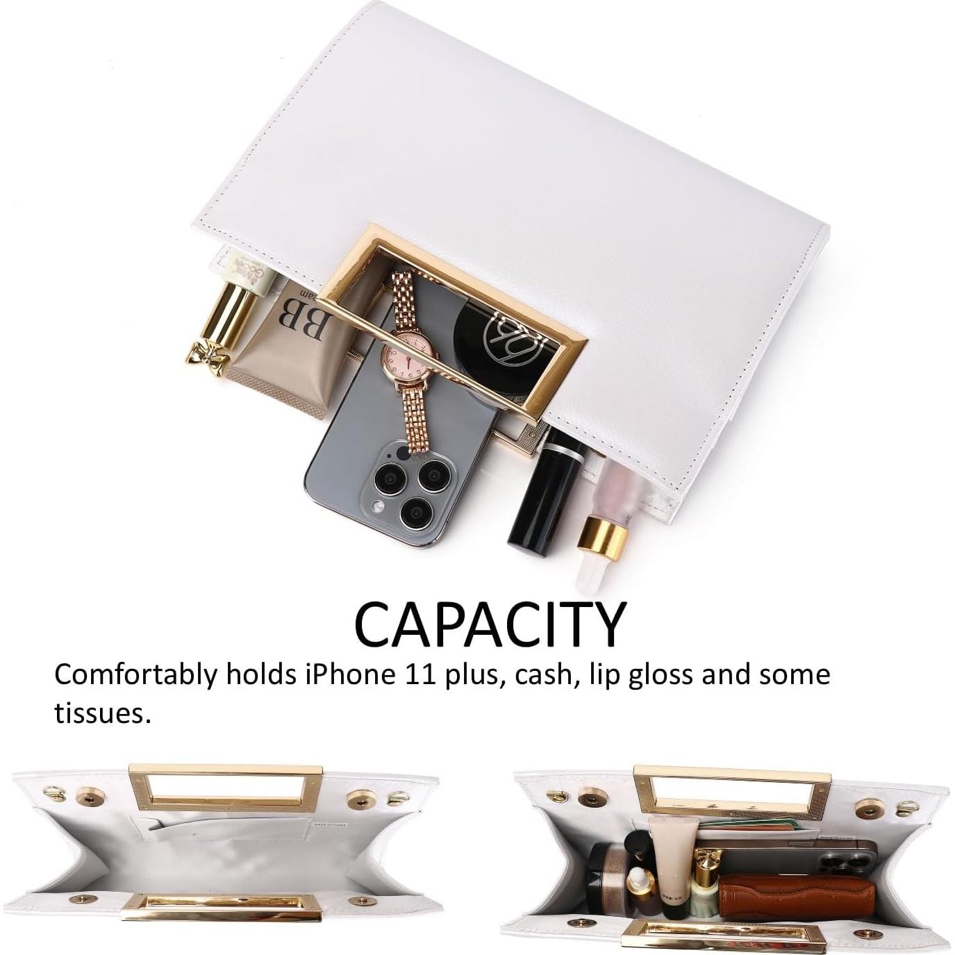 Bolso de Mano Elegante DETARA para Mujeres en Cuero PU Blanco