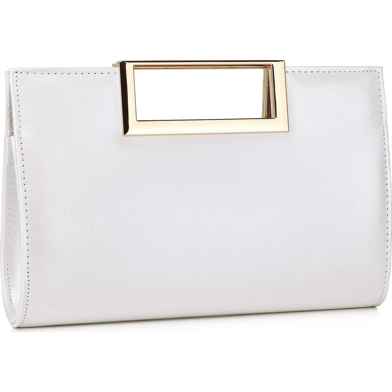Bolso de Mano Elegante DETARA para Mujeres en Cuero PU Blanco