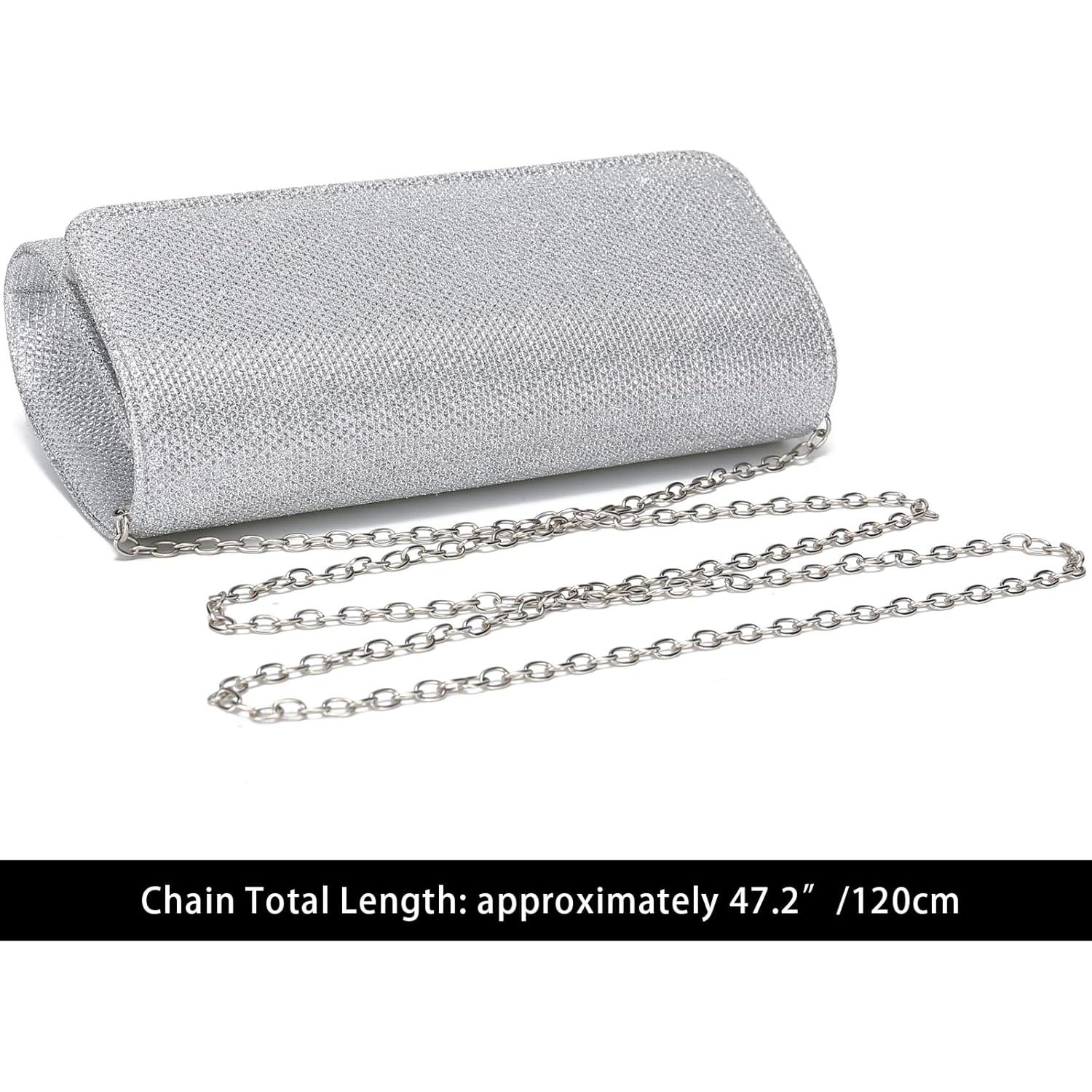 Bolso Clutch de Noche Brillante Outrip Plata para Mujeres