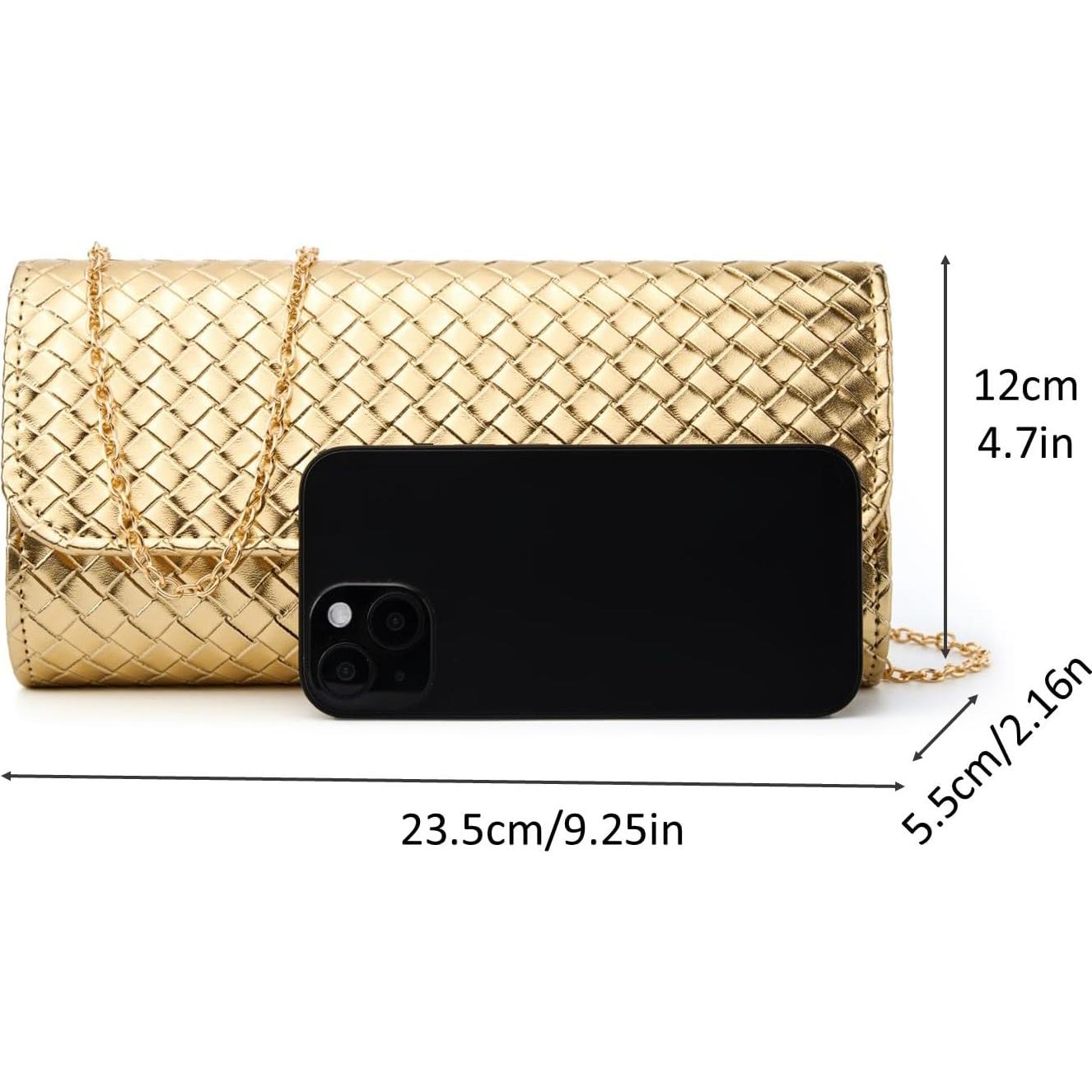 Bolso Clutch Tejido DETARA Oro para Mujeres 23.5x12cm