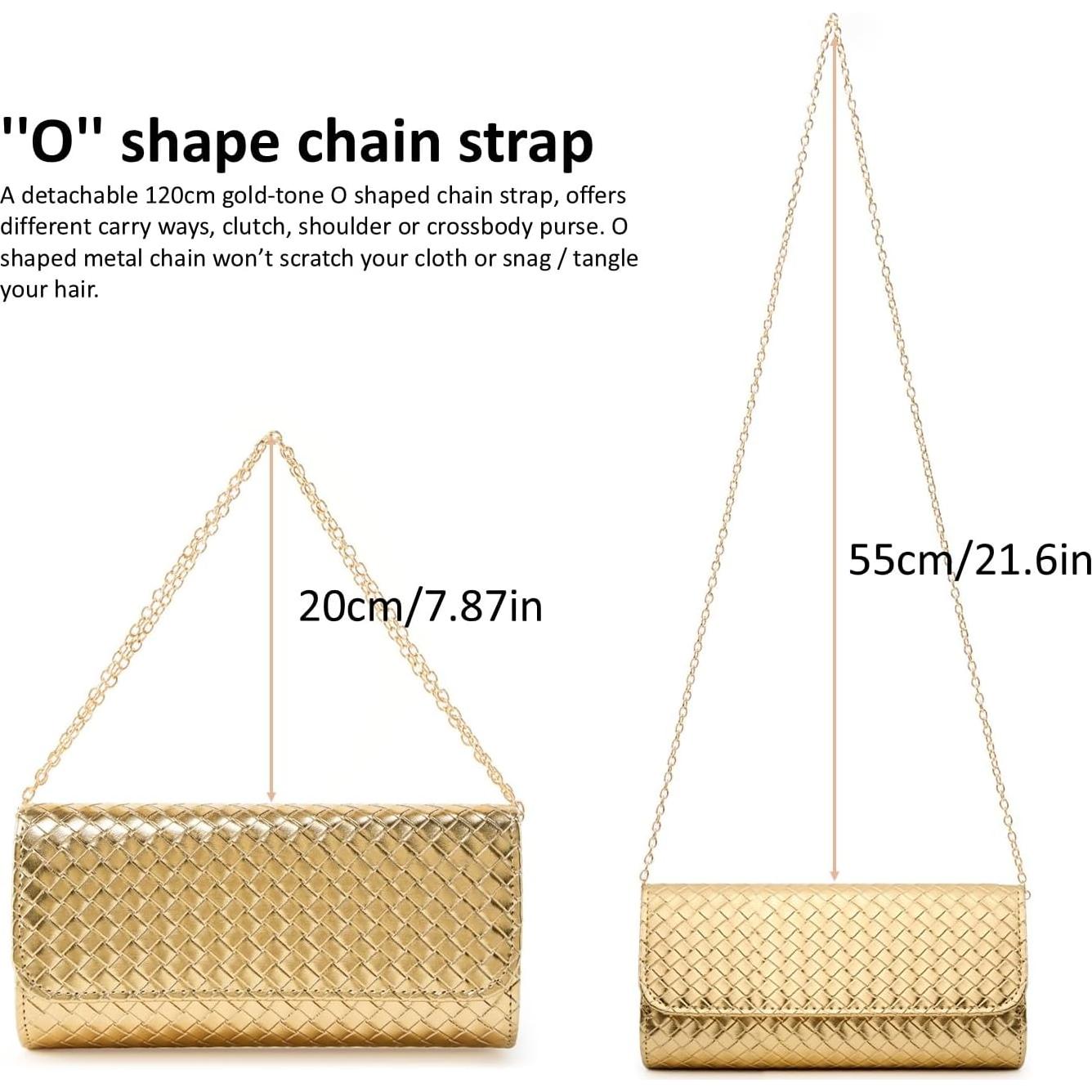 Bolso Clutch Tejido DETARA Oro para Mujeres 23.5x12cm