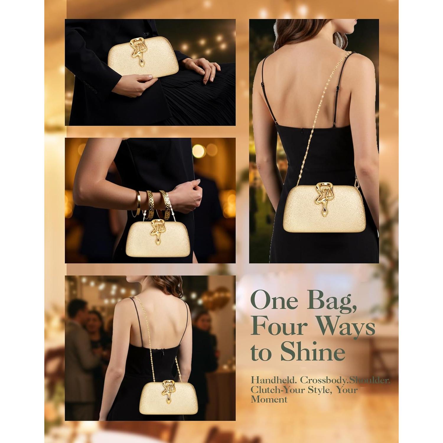 Bolso de Mano Brillante para Mujeres - Elegante Oro