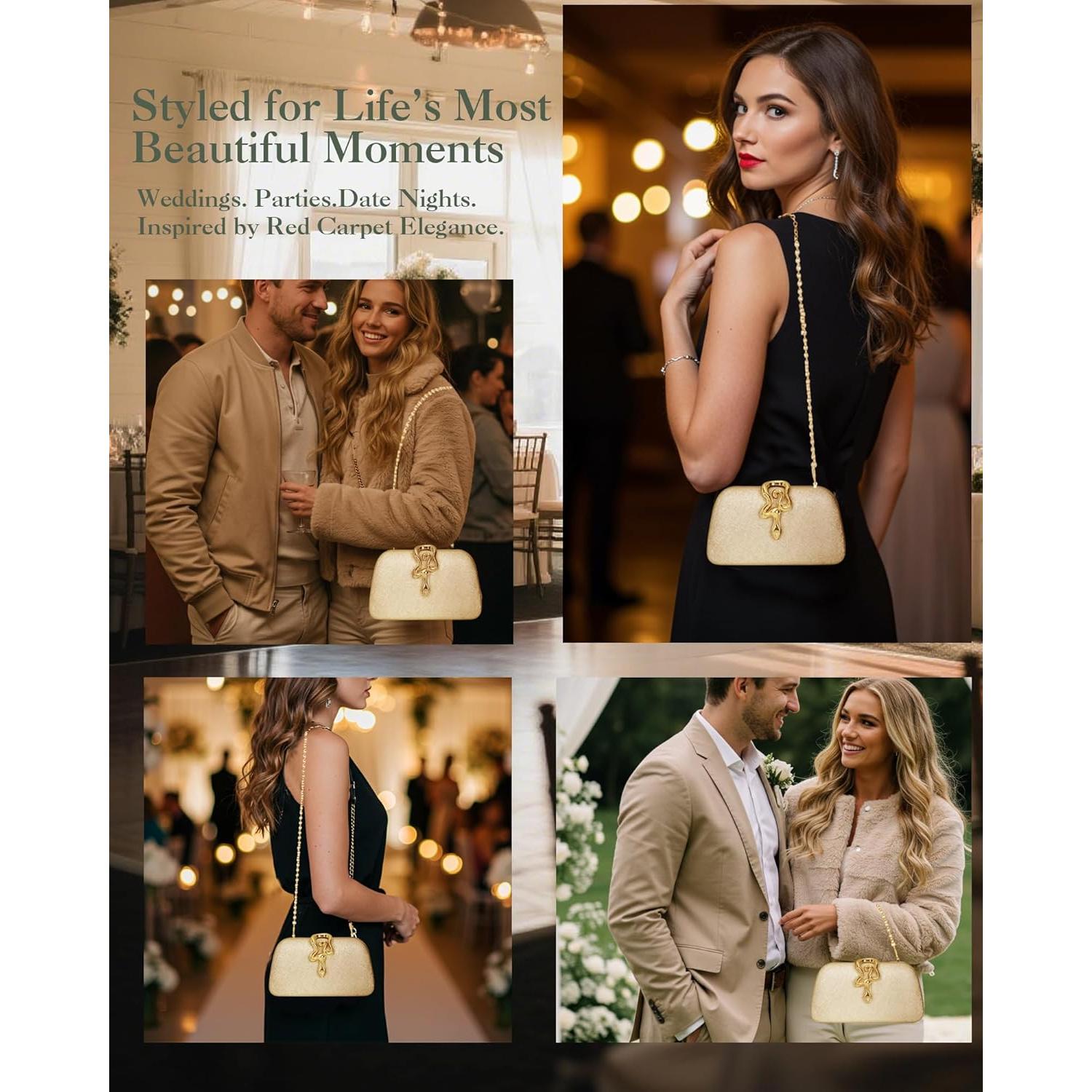 Bolso de Mano Brillante para Mujeres - Elegante Oro