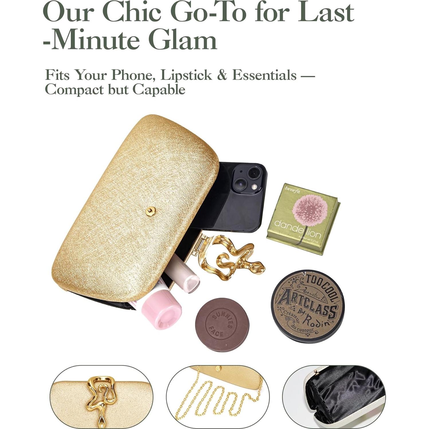 Bolso de Mano Brillante para Mujeres - Elegante Oro