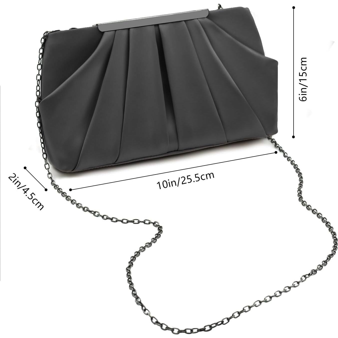 Bolso de Mano de Satén Plisado Expouch para Mujeres - Marino