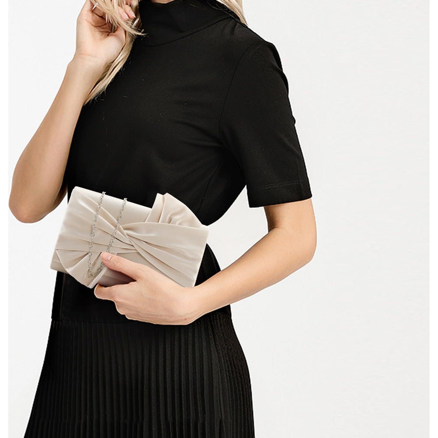 Bolso de Mano Satinado Walllyn's para Mujeres - Color Nude