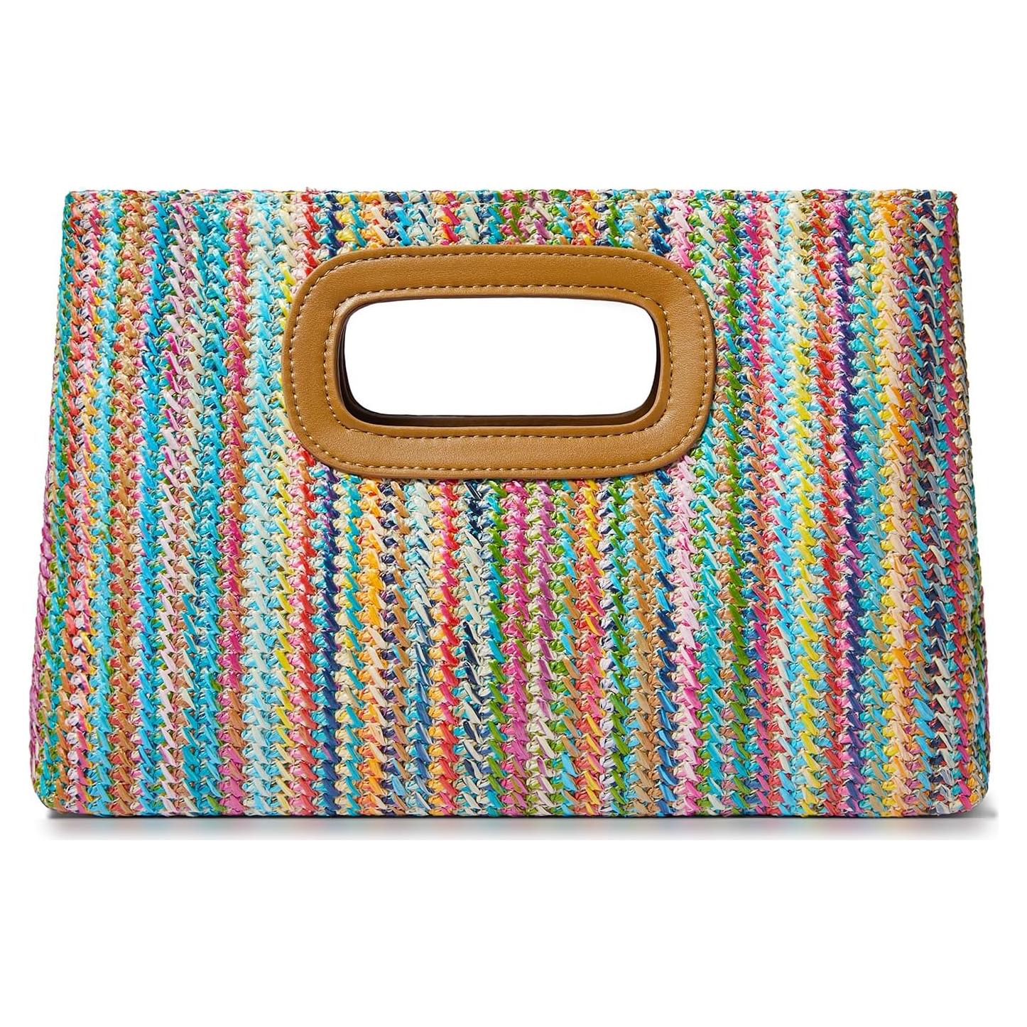 Clutch de Paja Tejida Enfuntins con Asa Superior 29.2x5.1x19.1cm