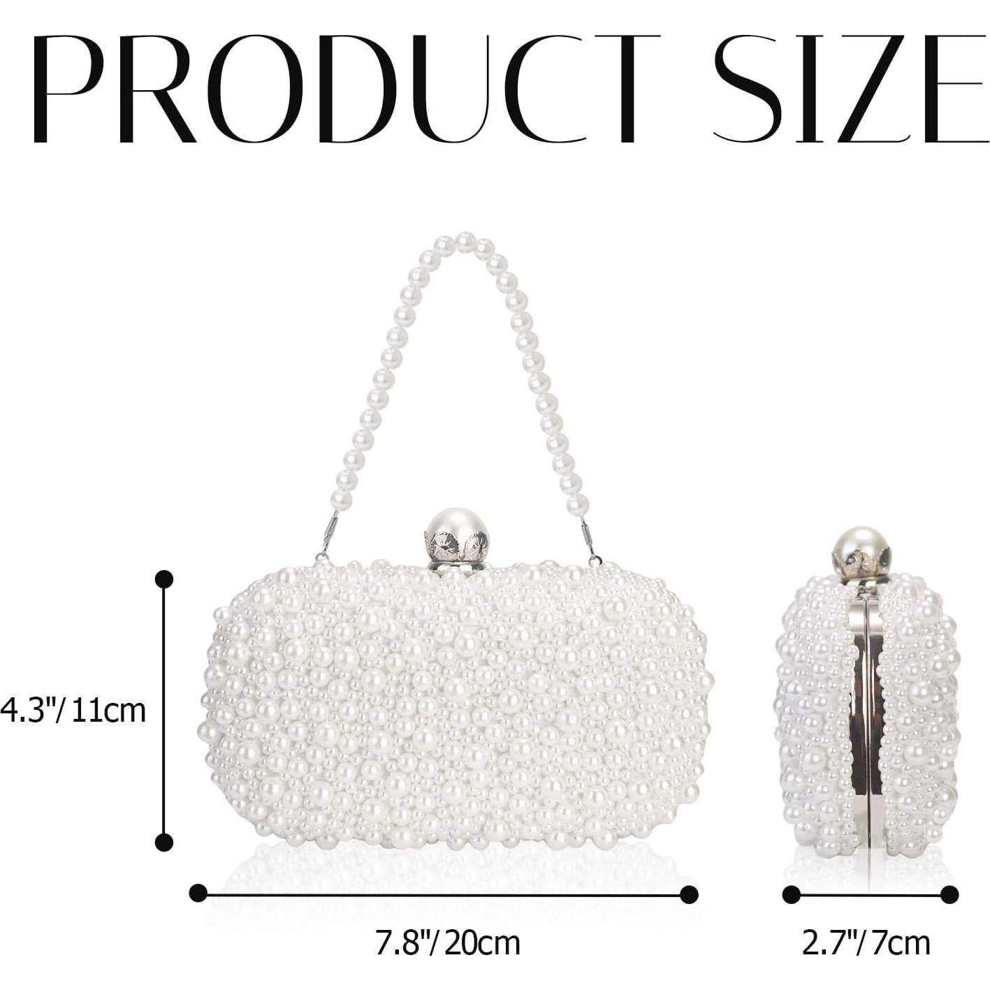 Bolso de Noche de Perlas Nefokfdus Blanco 20x11.7x7 cm