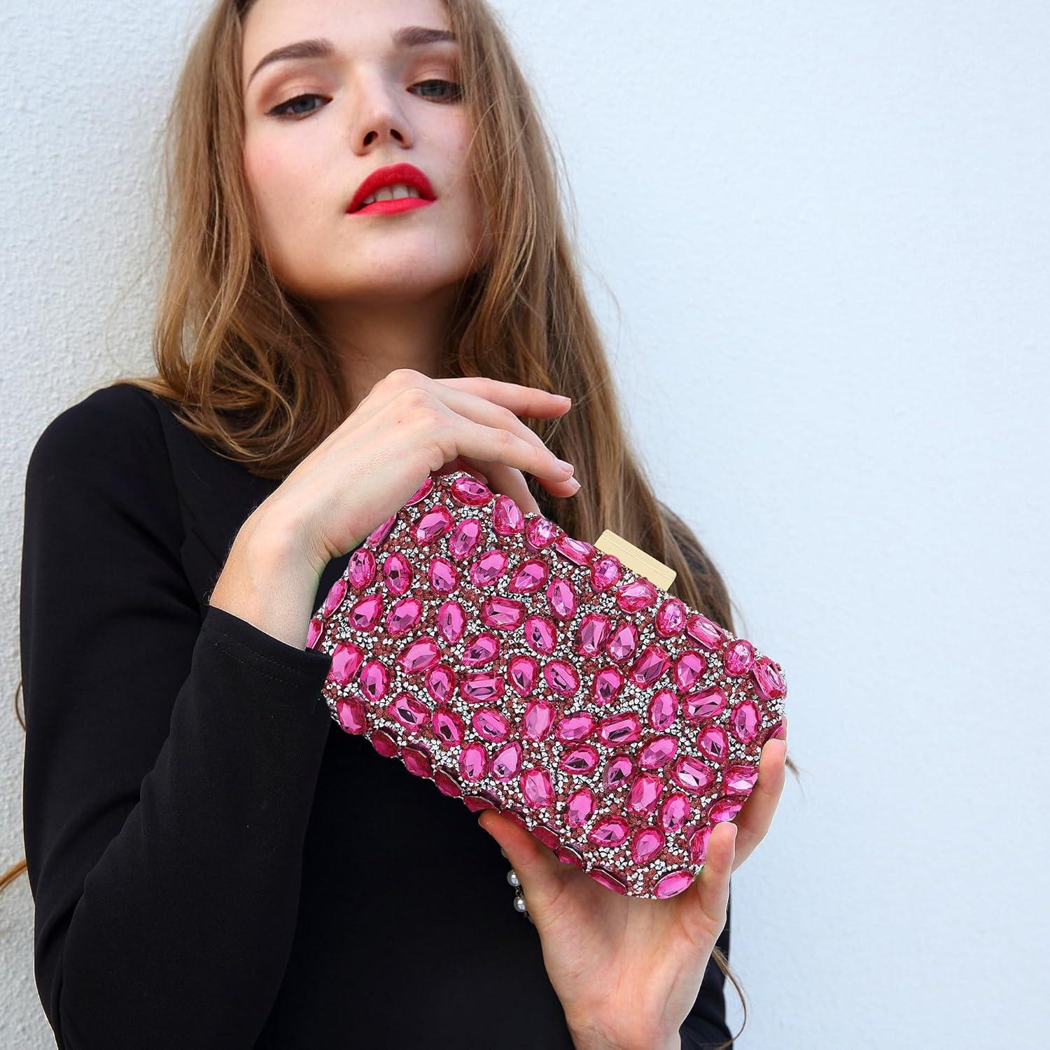 Bolso de mano Milisente rosa con cristales para mujer