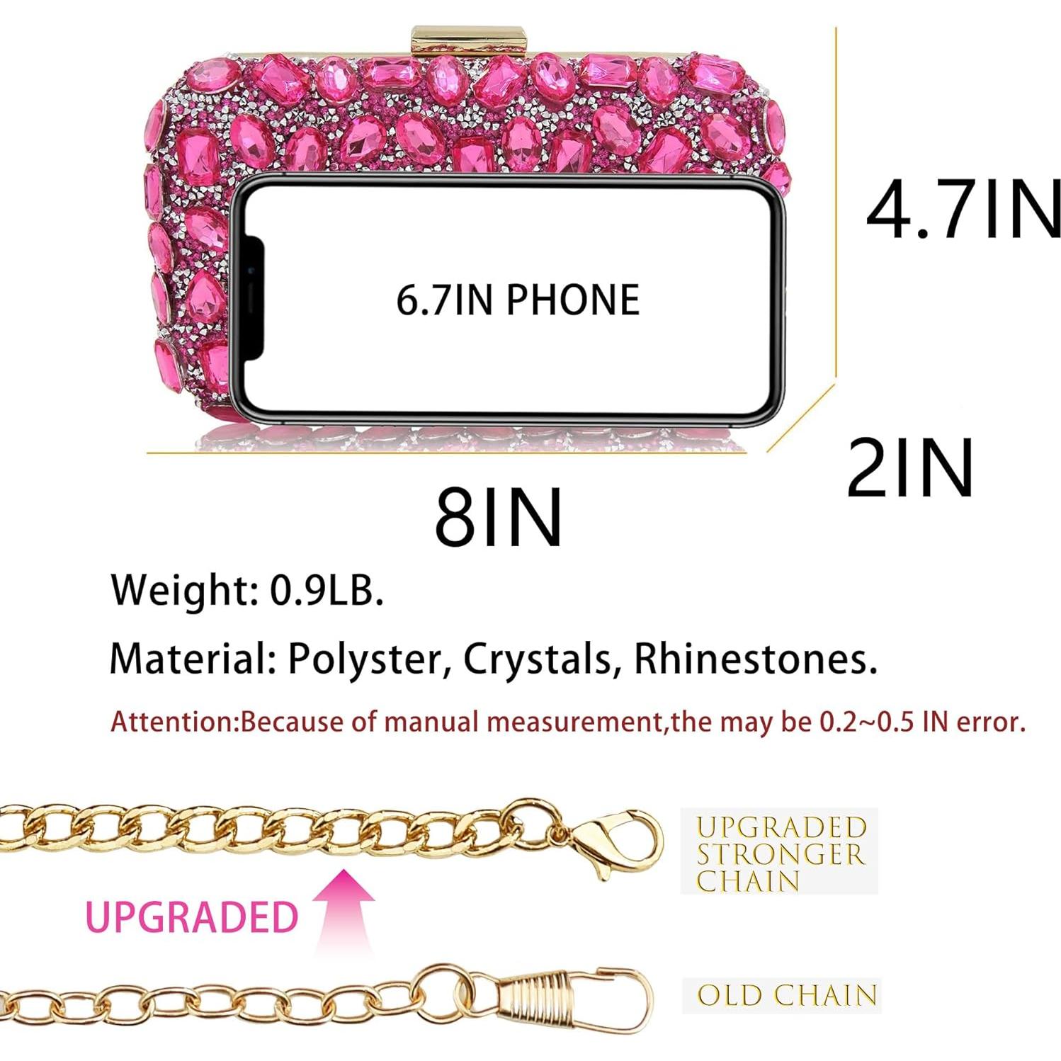 Bolso de mano Milisente rosa con cristales para mujer