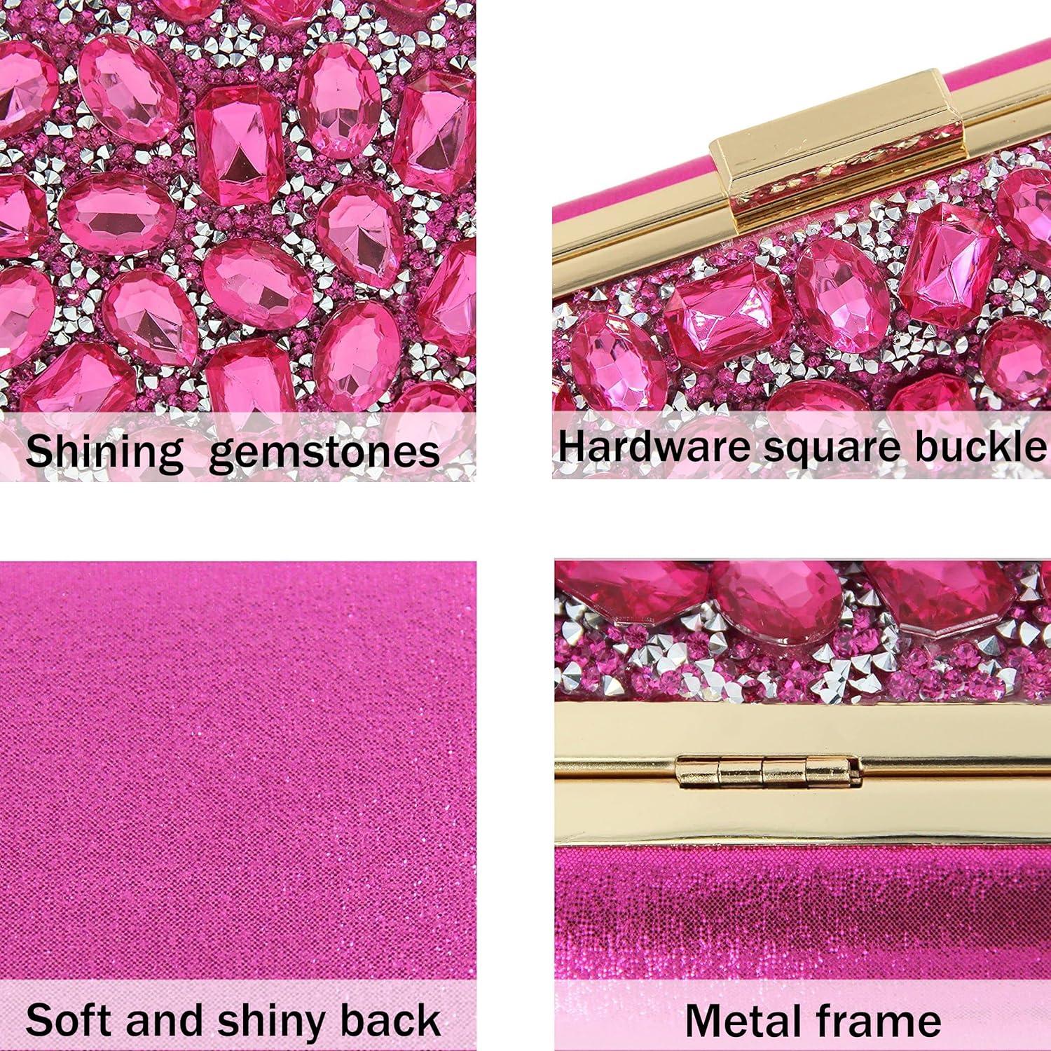 Bolso de mano Milisente rosa con cristales para mujer