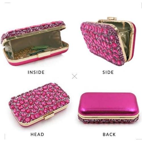 Bolso de mano Milisente rosa con cristales para mujer