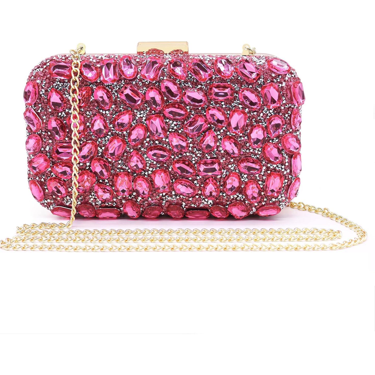 Bolso de mano Milisente rosa con cristales para mujer