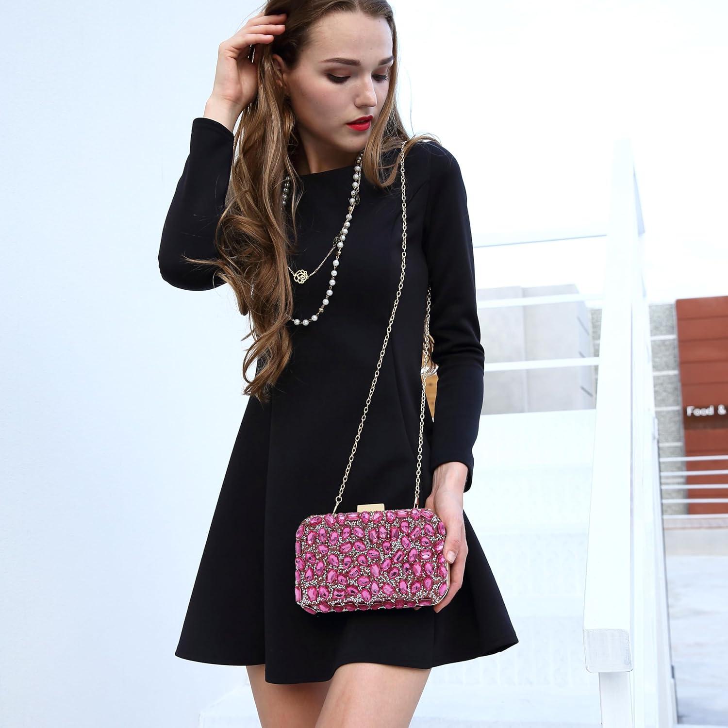Bolso de mano Milisente rosa con cristales para mujer