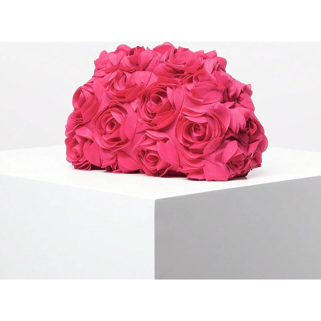 Bolso de Noche Floral 3D Verdusa Rosa Fucsia Talla Única