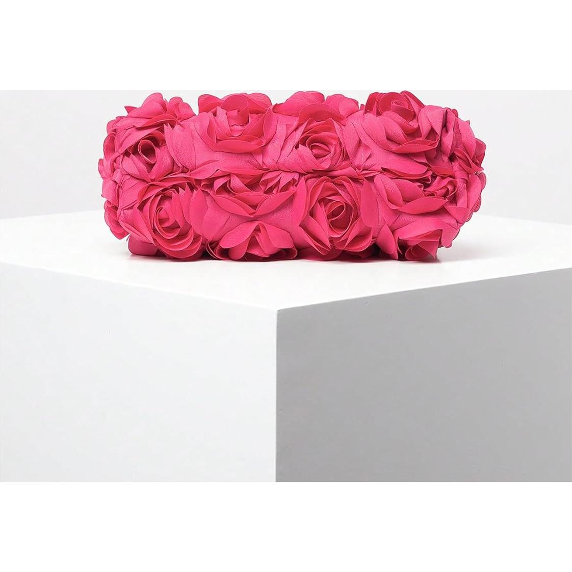 Bolso de Noche Floral 3D Verdusa Rosa Fucsia Talla Única