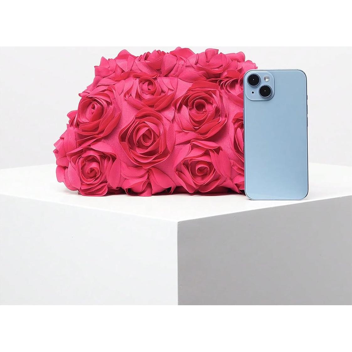 Bolso de Noche Floral 3D Verdusa Rosa Fucsia Talla Única