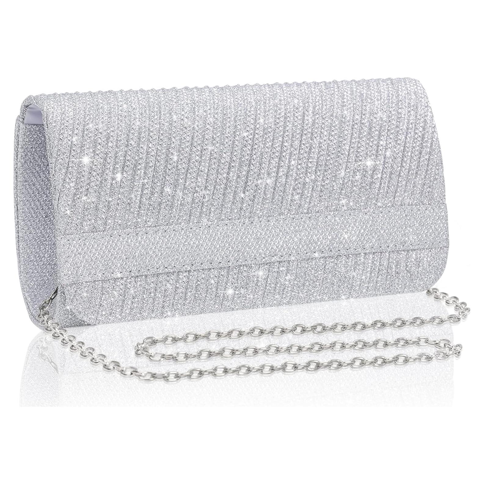 Bolso de Noche Larcenciel Plata para Mujer 20x10x6 cm