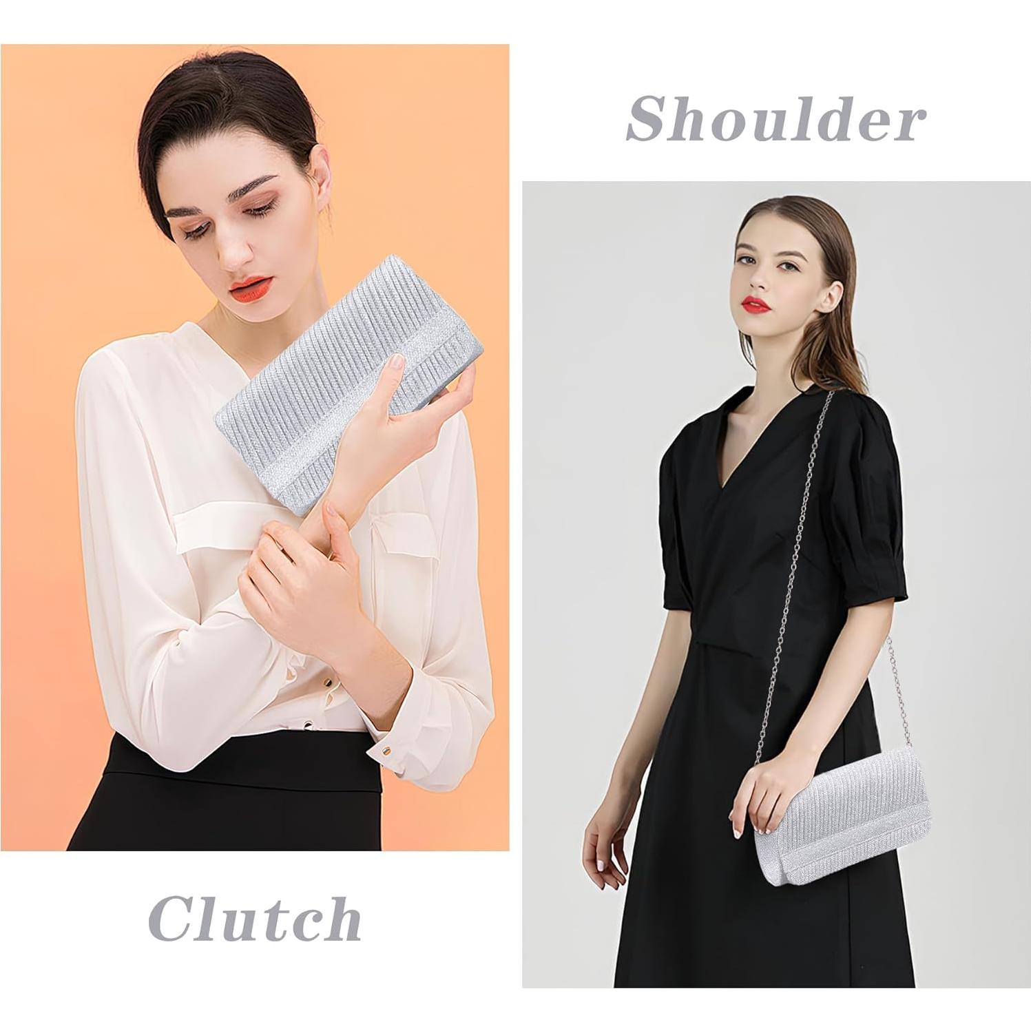 Bolso de Noche Larcenciel Plata para Mujer 20x10x6 cm