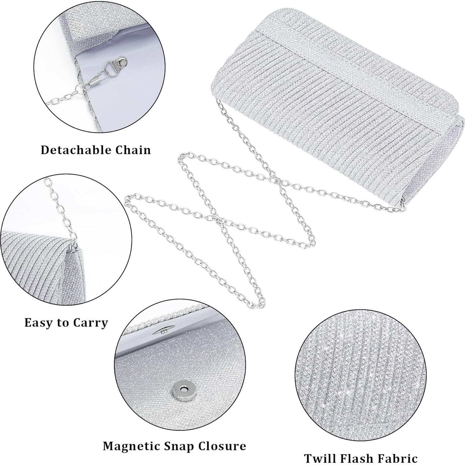 Bolso de Noche Larcenciel Plata para Mujer 20x10x6 cm