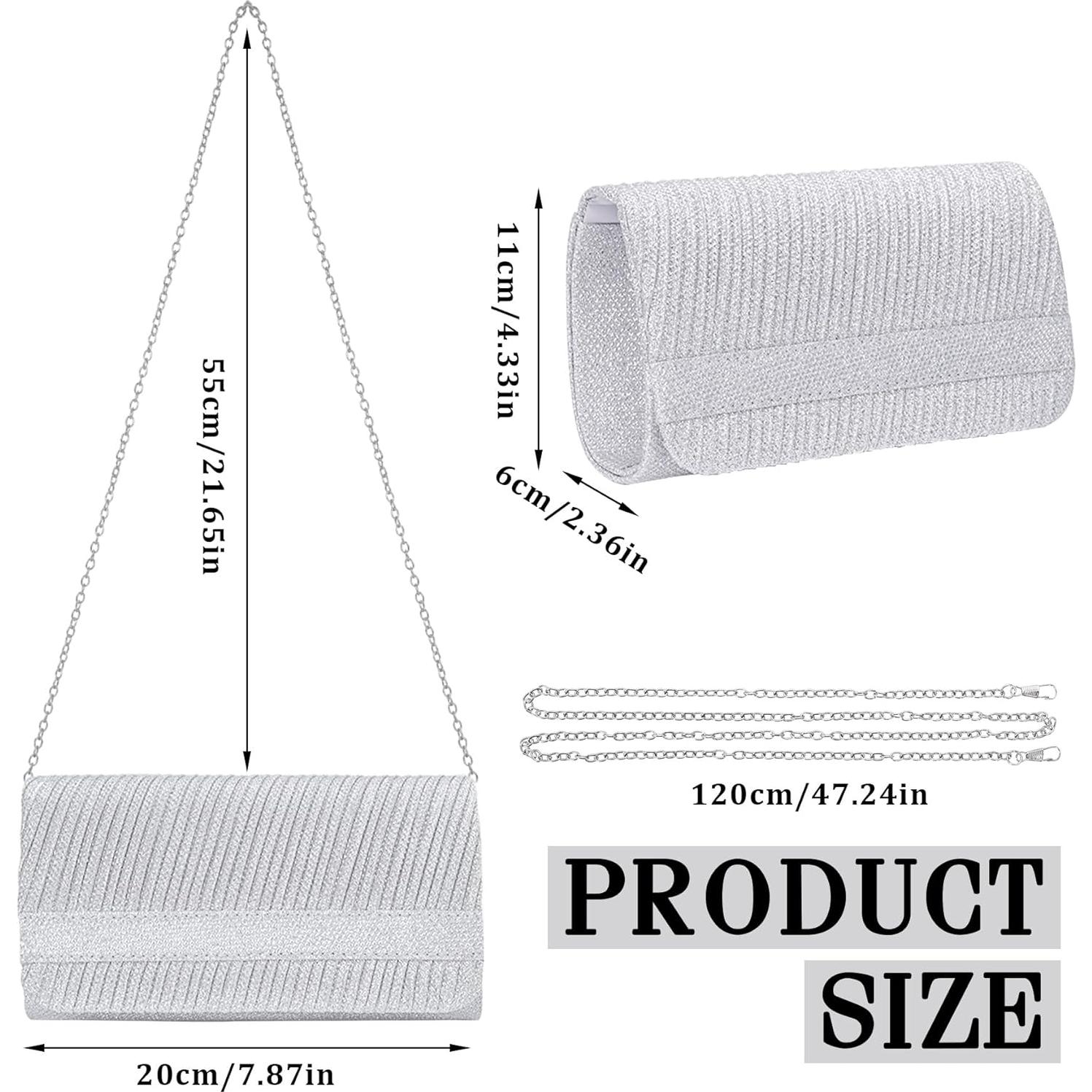 Bolso de Noche Larcenciel Plata para Mujer 20x10x6 cm