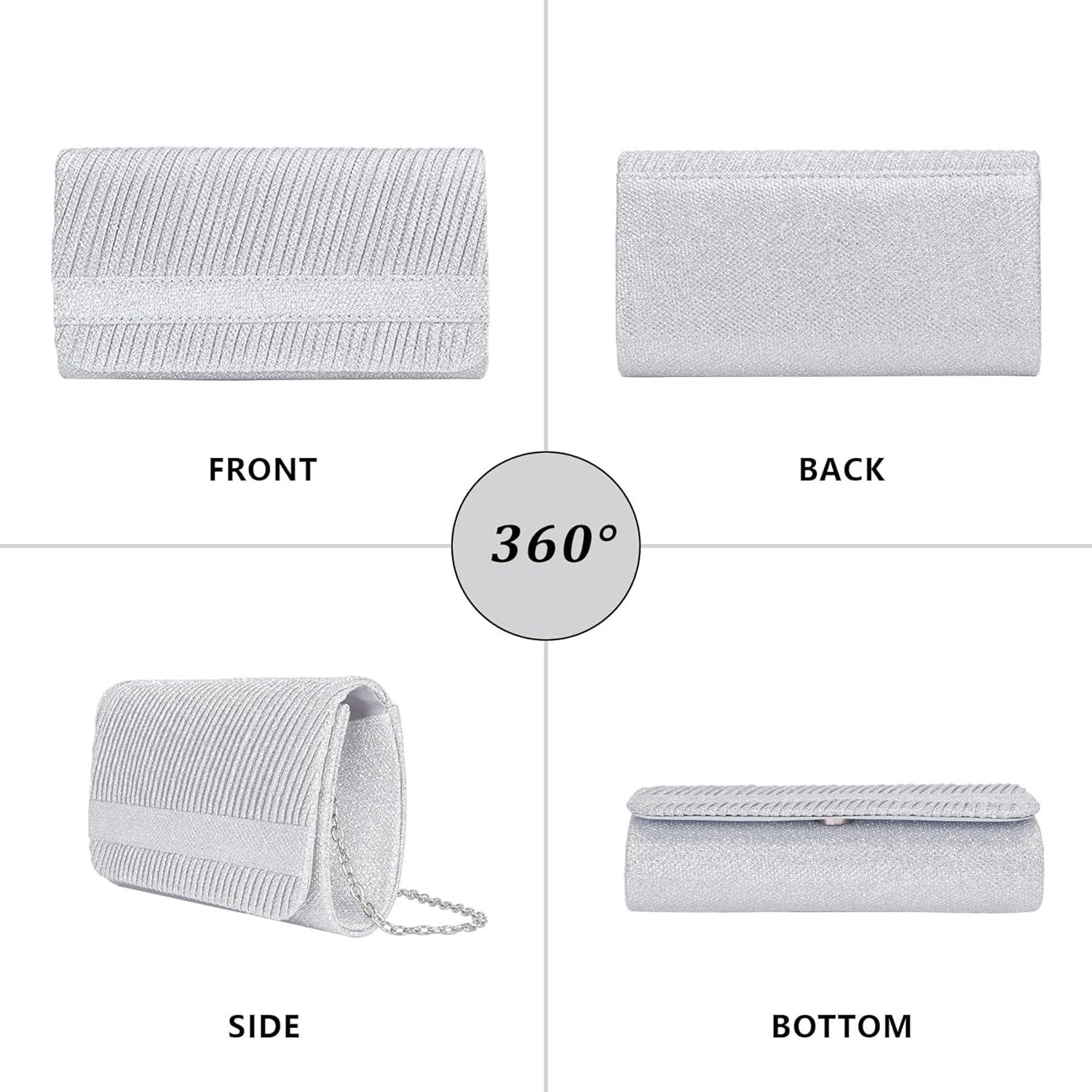 Bolso de Noche Larcenciel Plata para Mujer 20x10x6 cm