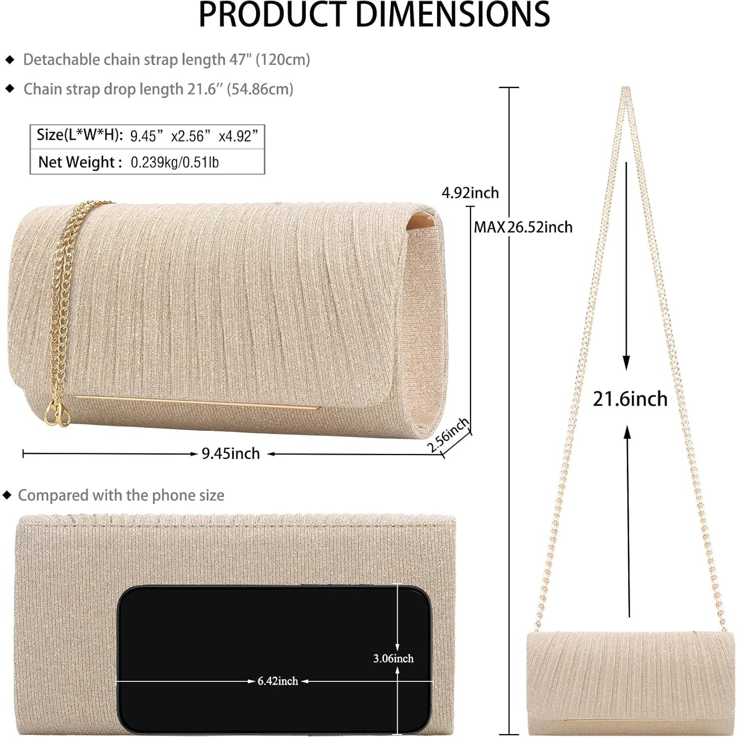 Bolso de Mano de Purpurina para Mujeres - nodeber Champán