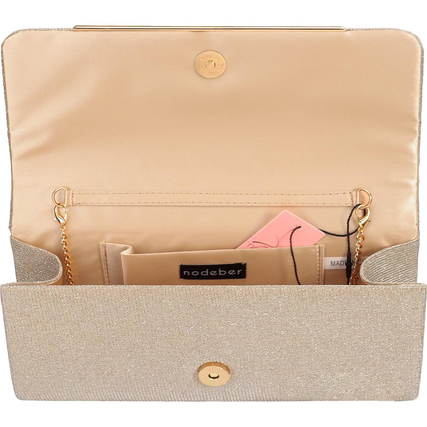 Bolso de Mano de Purpurina para Mujeres - nodeber Champán