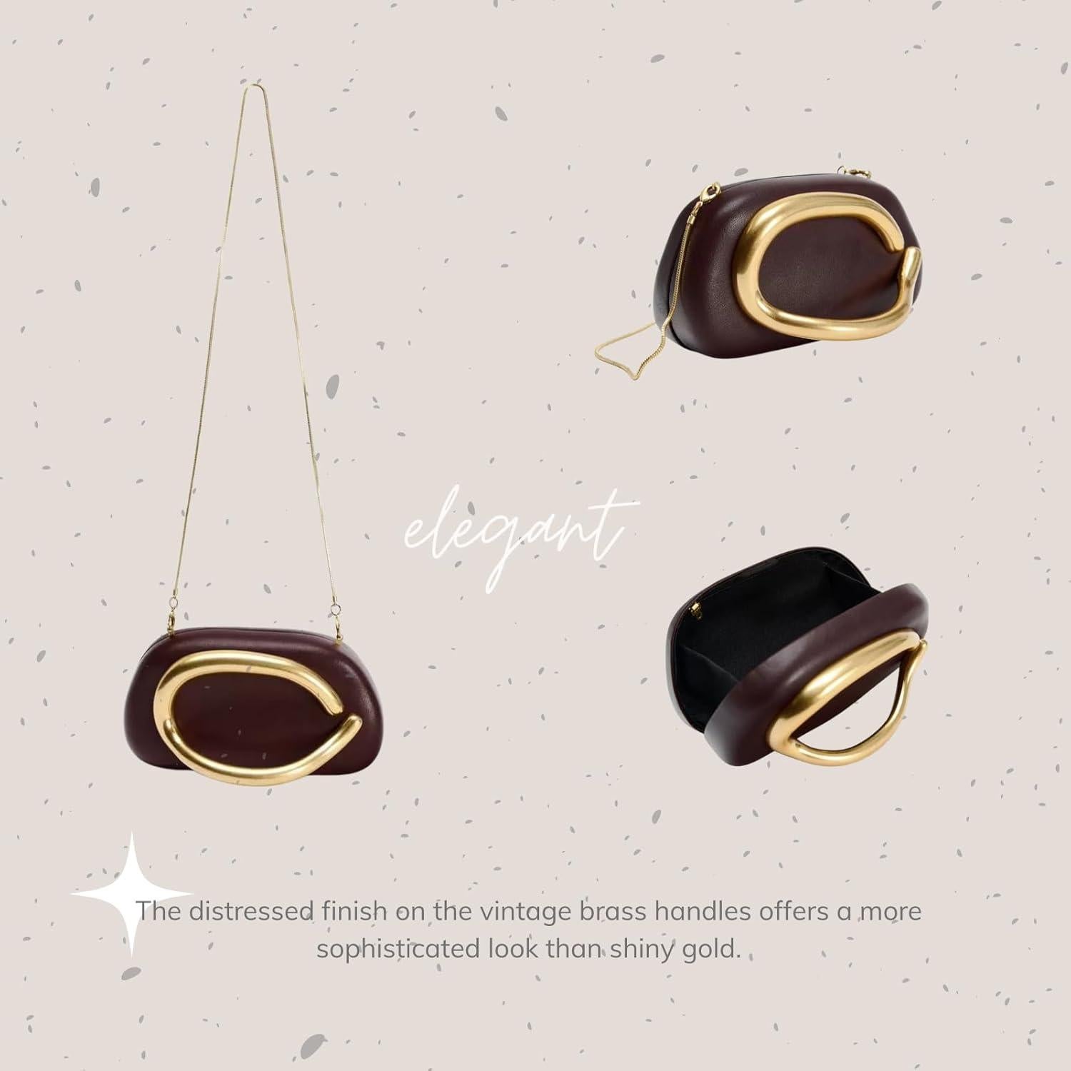 Bolso Clutch Burdeos para Mujeres con Cadena Desmontable