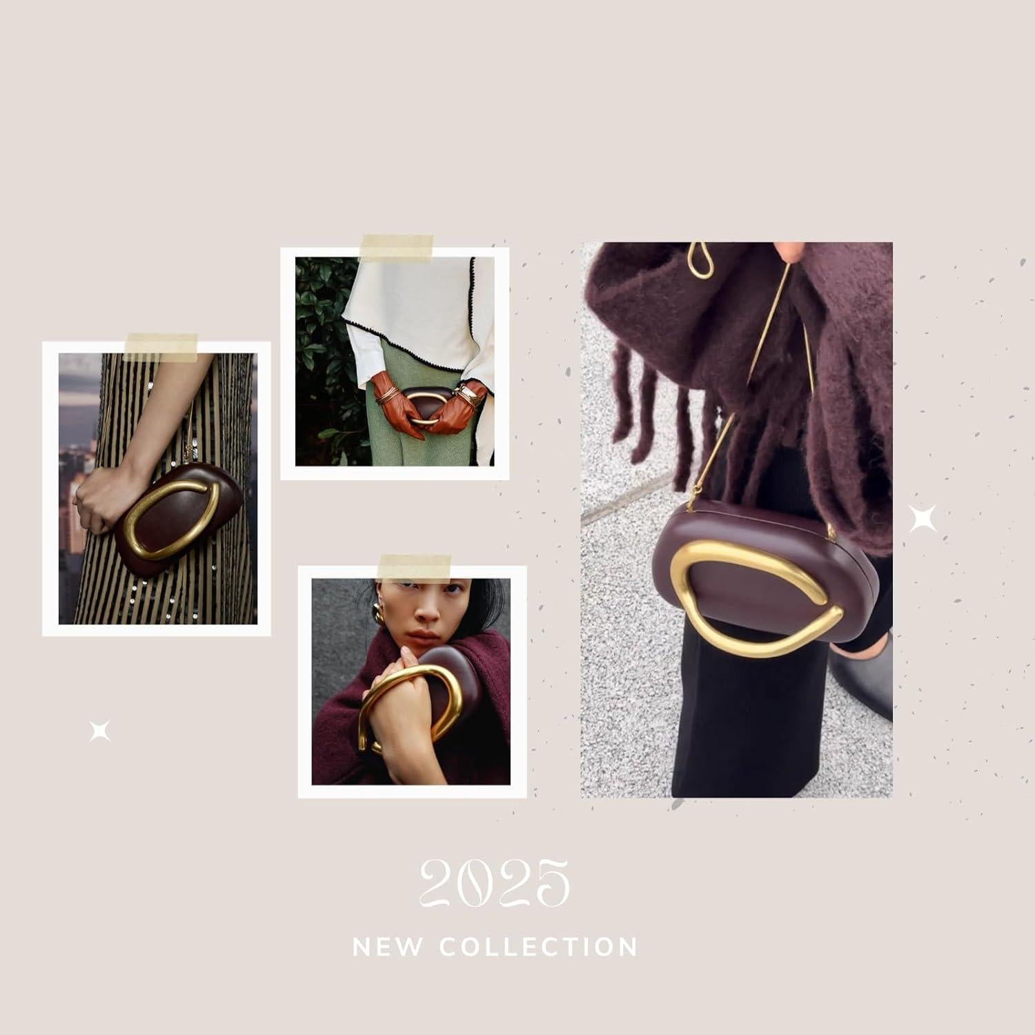 Bolso Clutch Burdeos para Mujeres con Cadena Desmontable