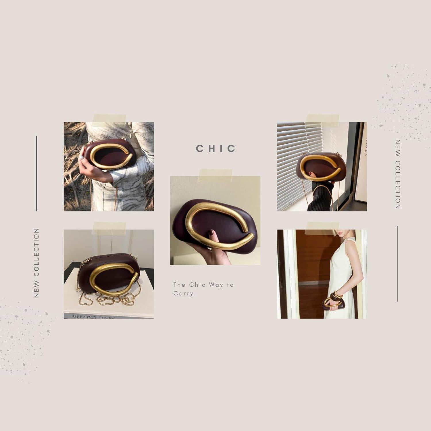 Bolso Clutch Burdeos para Mujeres con Cadena Desmontable