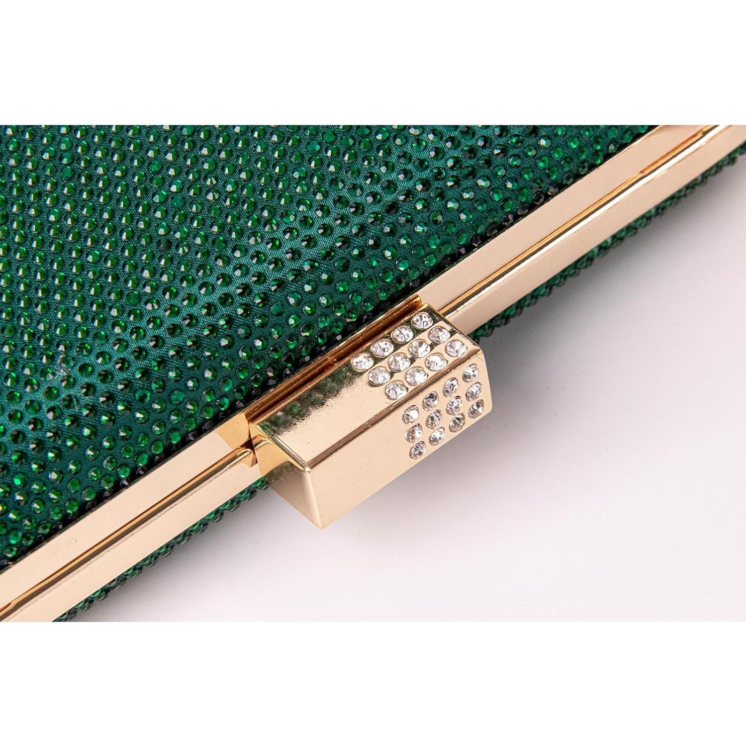 Bolso de Noche Brillante Mulian LilY Verde 20.1x14.2cm