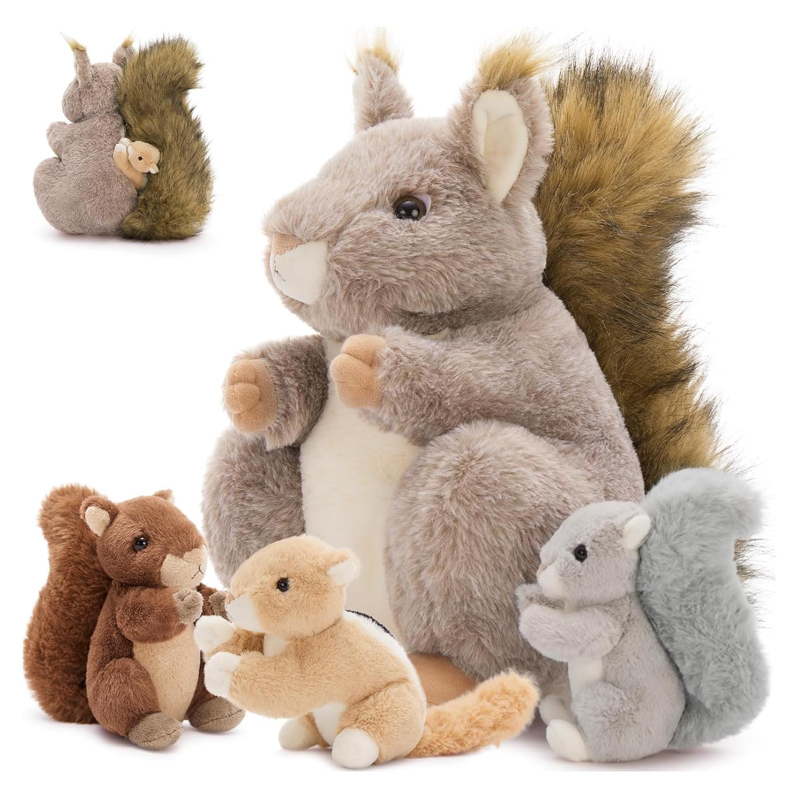 MaoGoLan Set 4 Ardillas de Peluche Realistas para Niños