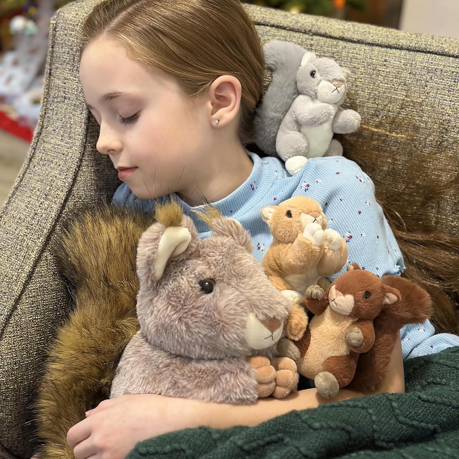 MaoGoLan Set 4 Ardillas de Peluche Realistas para Niños