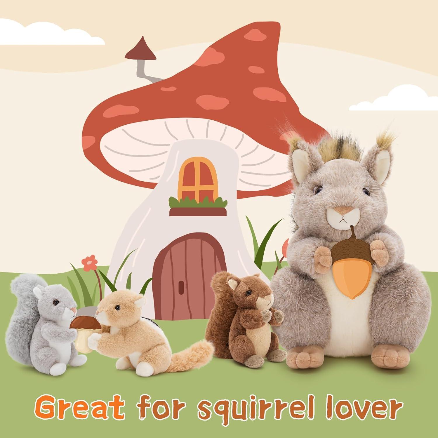 MaoGoLan Set 4 Ardillas de Peluche Realistas para Niños