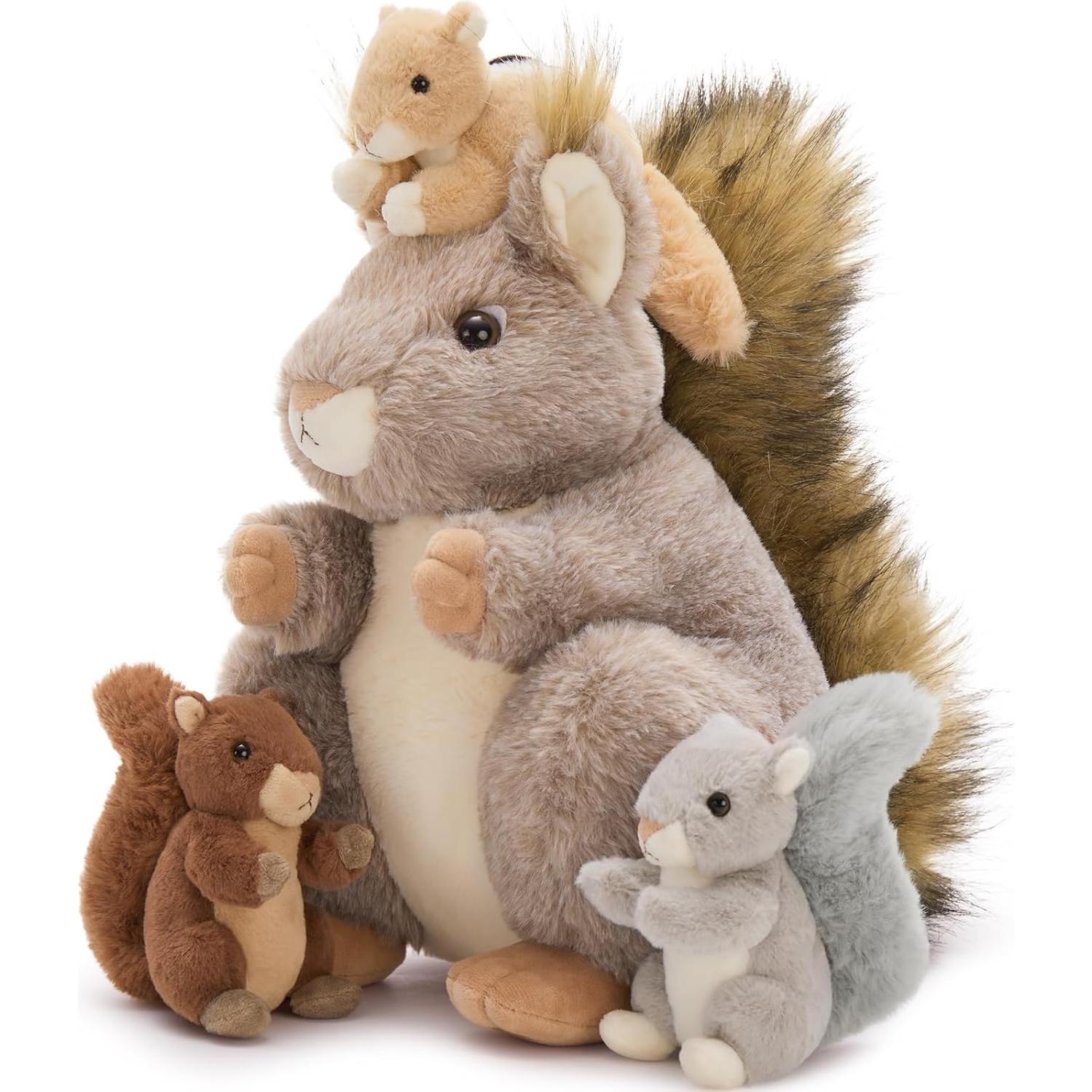 MaoGoLan Set 4 Ardillas de Peluche Realistas para Niños