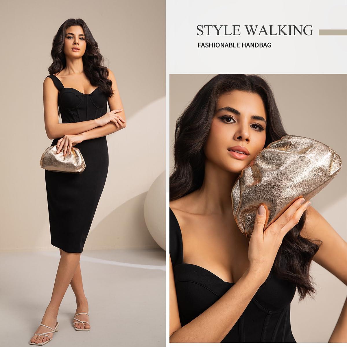 Bolso de Mano de Cuero Vegano PHILOMENA Oro 27.9x8.6cm